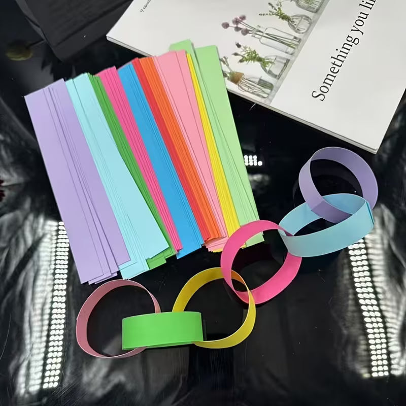 102pcs Strip Material Paper Set - DIY Rainbow Hanging Ring Ornaments