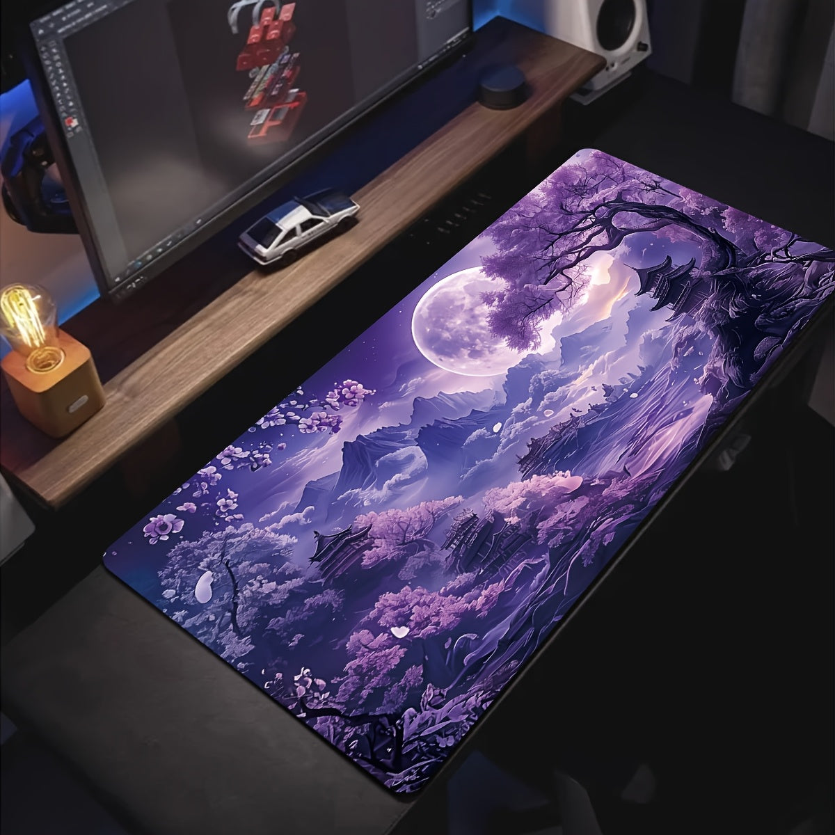Plus Durable Mouse Pad Purple Fantasy Landscape Design Pattern Office Set, Purple