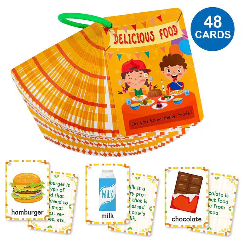 48-Piece Food Flash Cards for Kids