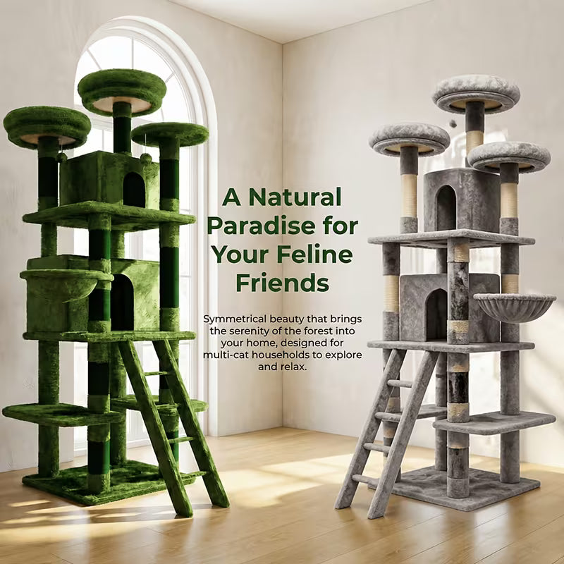 Large Wooden Cat Climbing Frame And Cat Bed, Wooden