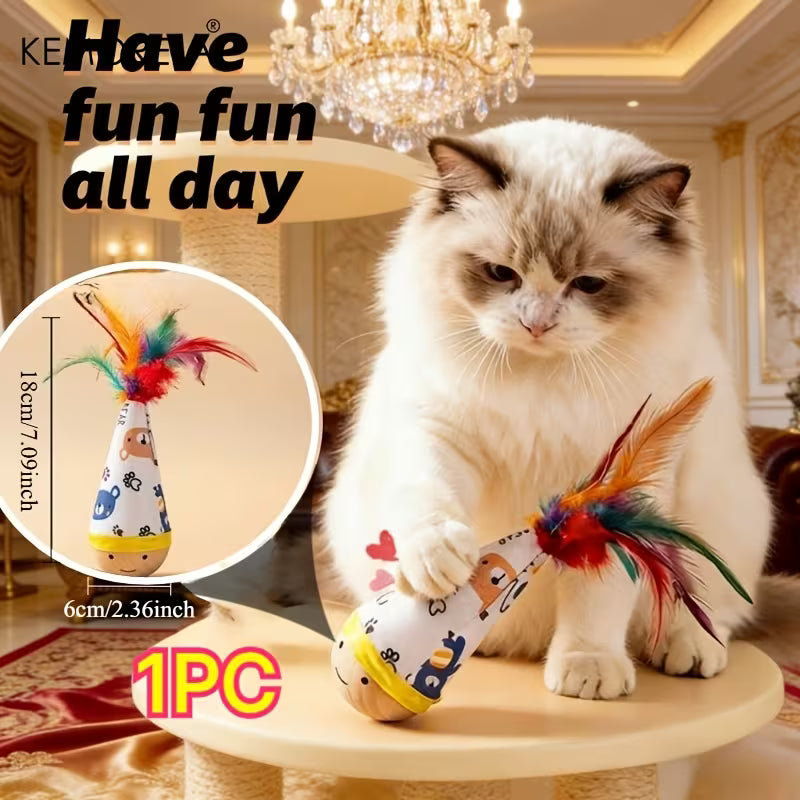 KEMORELA 1pc Wobble Cat Toy Set, Blue