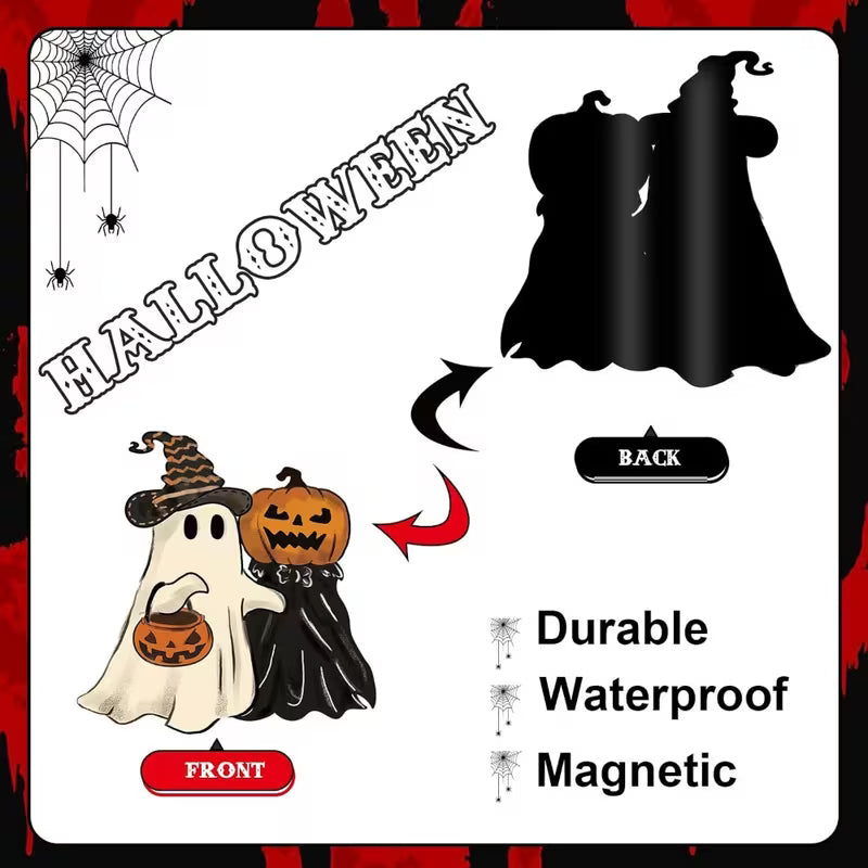 Halloween Garage Door Magnets, Pumpkin Bat Decals Set