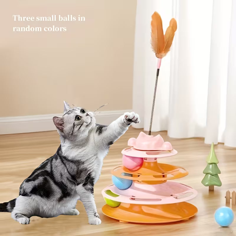 Cat Turntable Toy Self-Playing Boredom Relief Cat Teaser Wand Turntable Set