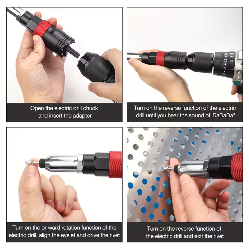 Professional Rivet Machine Kit, Home Riveter Gun Adapter, Multifunctional Automatic Rivet Nailer