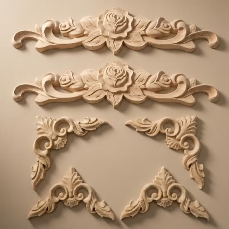 6pcs Set European Style Carved Wood Appliques, Furniture Makeover Decor, Universal Christmas