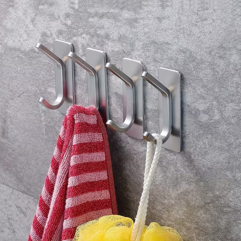2/4pcs, No Drilling Required, Adhesive Hook, Clothes, Towels, Bath Towels, Bathrobes, Hats, Keys