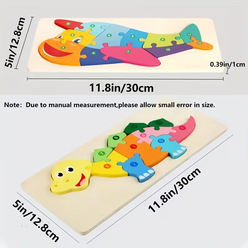Intelligence Wooden Colored Animal Puzzle Transportation