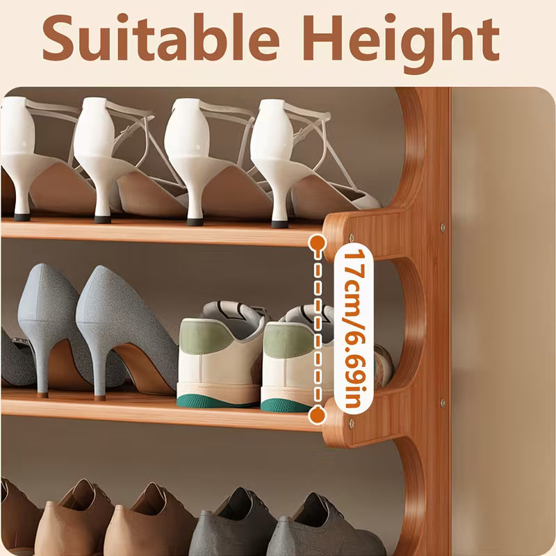 3/5/6-Tier Bamboo Shoe Rack - Bamboo Shoe Storage Solution - Multi-Tier Freestanding Organizer