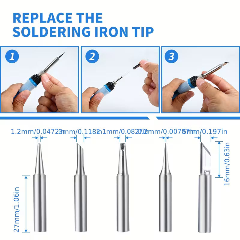 15pcs Soldering Kit, Equipped with 5 Soldering Tips, Absorber, Tweezers, Wire, Soldering Holder
