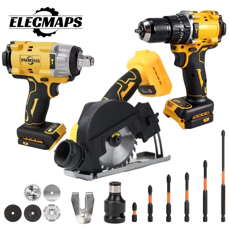 ELECMAPS Cordless Power Tools-Wrenches/Drills/Jigsaws/4-inch Circular Saws. Available As Tools Only