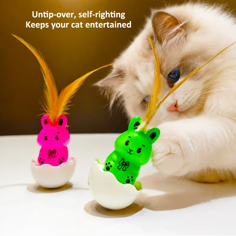 Pet Gift] 4pcs Tumbler Cat Toys (Wobble Cat Set, Random Color