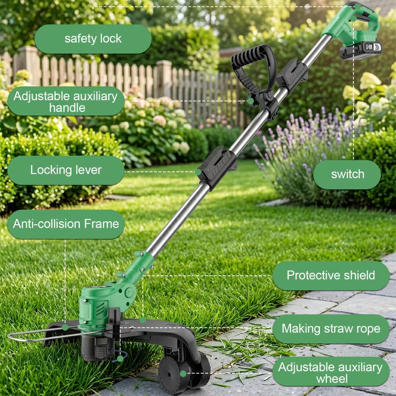 Weeder Trimmer Cordless Lawn Mower, Equipped with A Strong Endurance Lithium Battery
