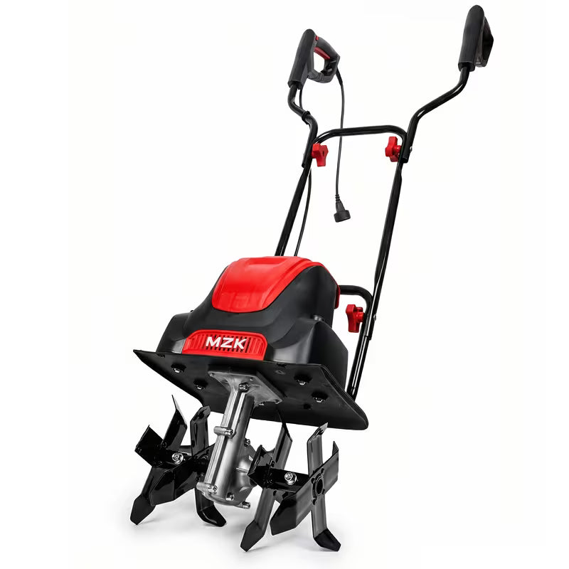 MZK 12 - Inch Electric Tiller with 8 - Inch Tilling Depth & Adjustable Wheels