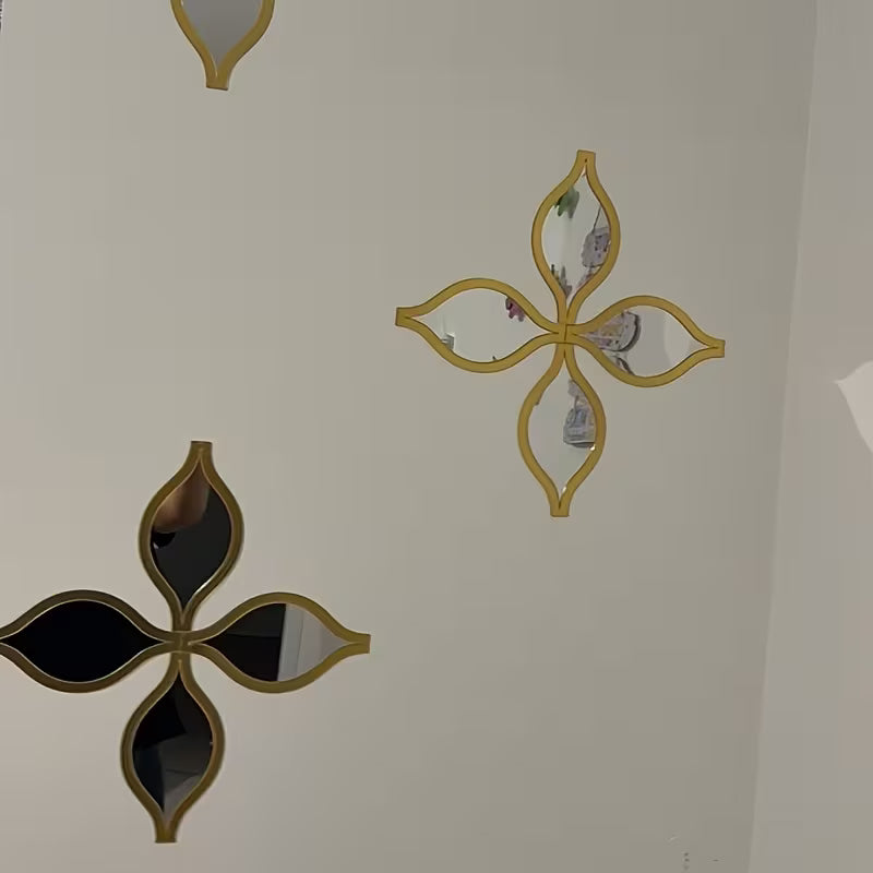 12pcs, Teardrop Combination Bathroom Mirrors, Golden Artistic Set, Golden