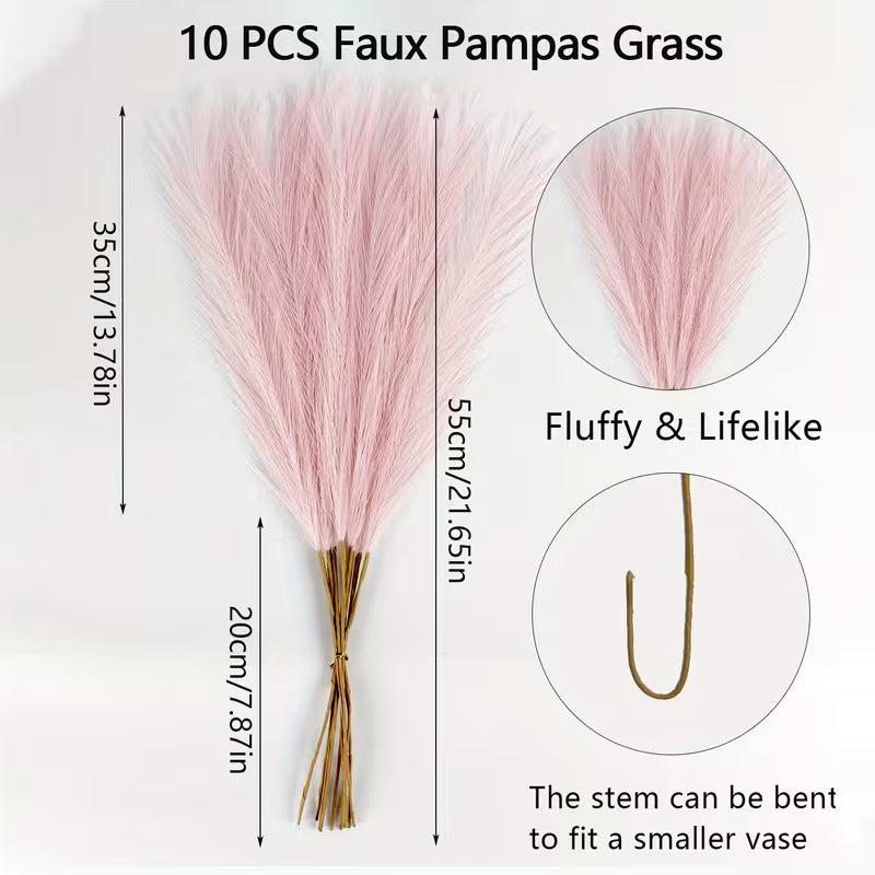 10PCS artificial Pampas grass bouquets, Artificial rose flower