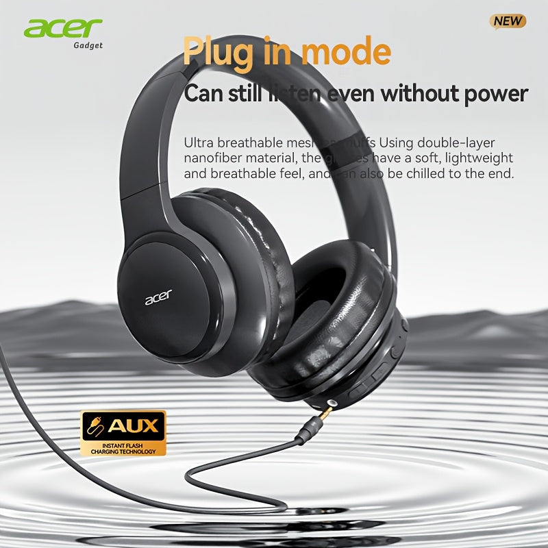 Acer Ohr559 Over-Ear Wireless Headphones, High-Fidelity Stereo Low-Frequency Sound, Call