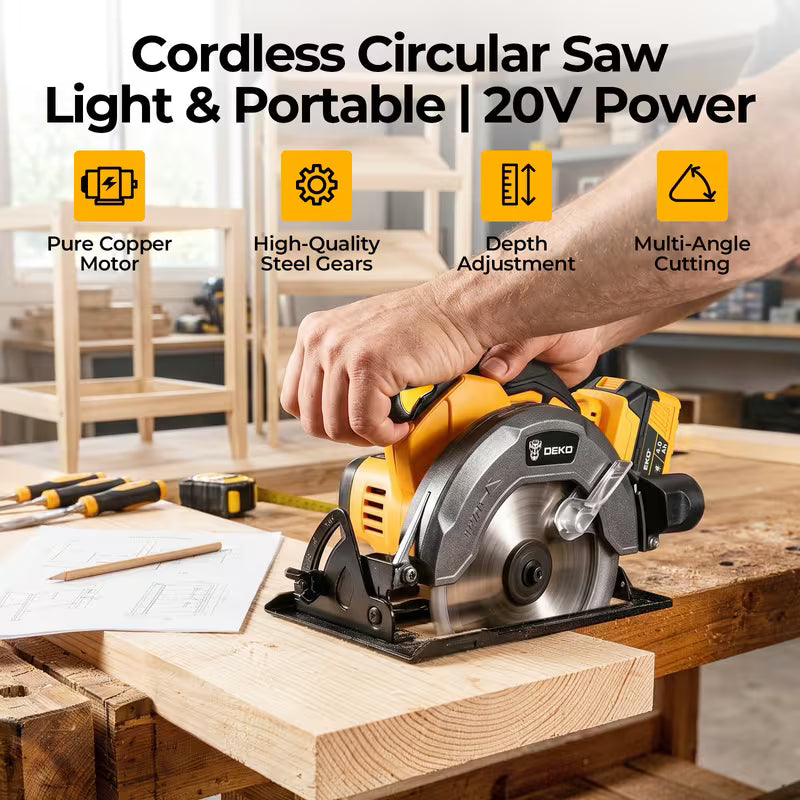DEKO 20V Cordless Circular Saw | 6-1/2 Inch