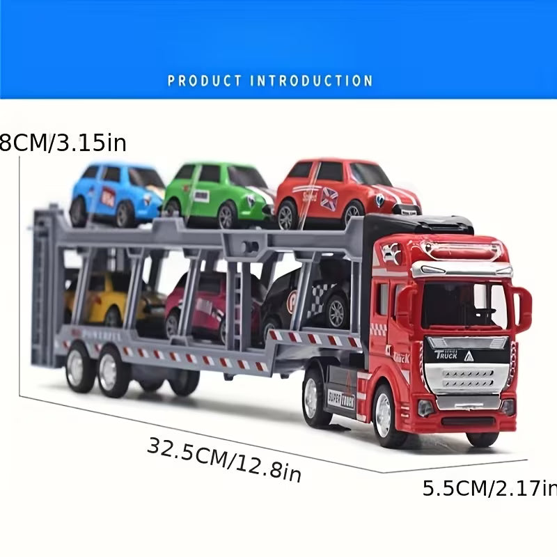 Alloy Double-layer Transport Vehicle with a Set of 6 Small Cars