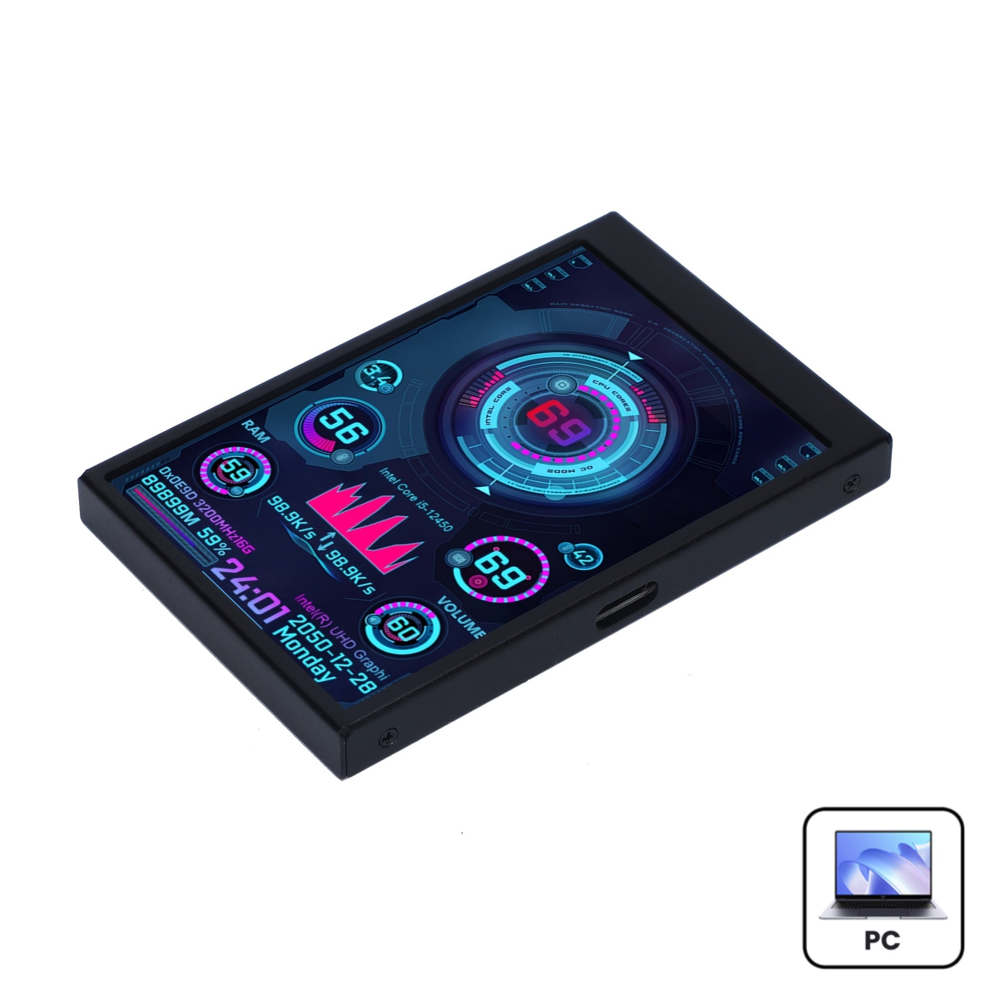 3.5 Inch Secondary Display, IPS Full View Angle Monitor, USB
