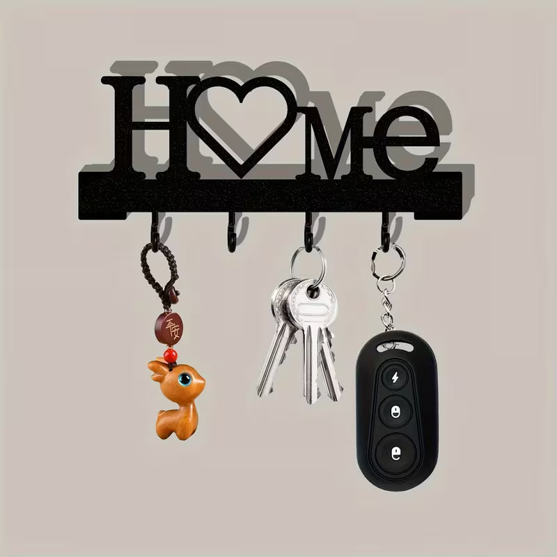 1pc Home Love Shape Key Hook Wall-Mounted Entrance Organizer with Hook, No Drilling Required