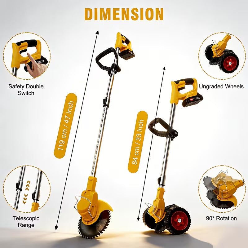 24V Cordless Grass Trimmer Weed Wacker, 200W Pure Copper Motor 11000 RPM, 2x 2. 0Ah Batteries