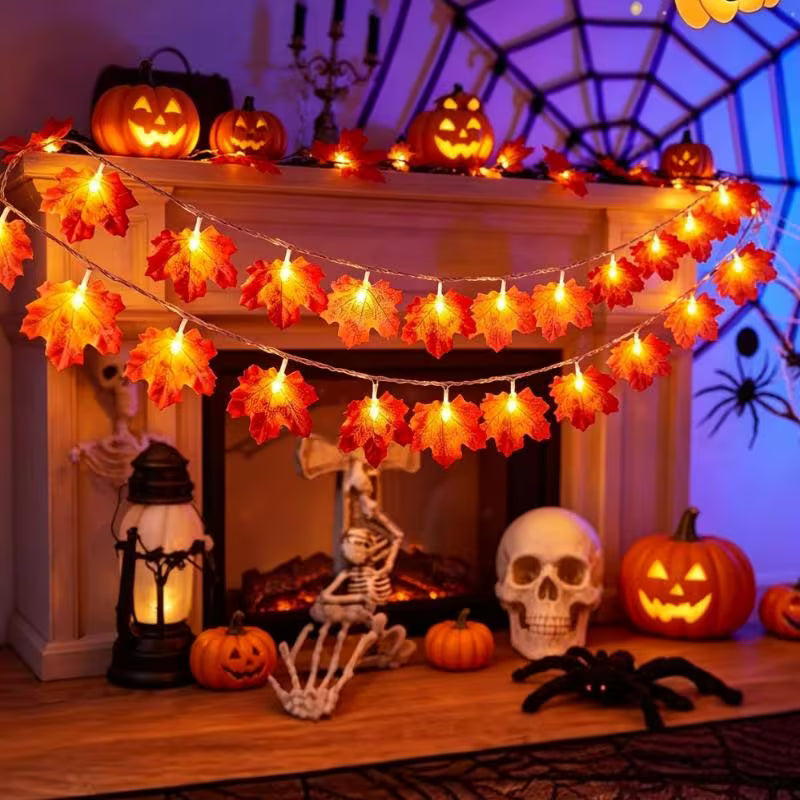 Maple Leaf Light Strings in 59in/236in Available - Battery-operated(batteries Not Included)