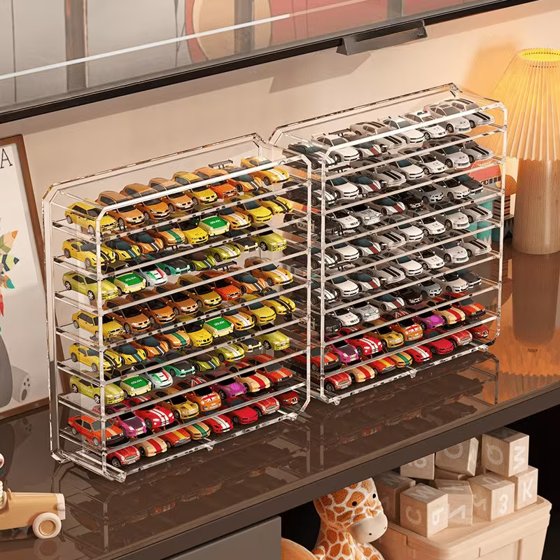 Large 8-Grid High Clear Display Toy Storage Case, Acrylic Multi-Layer Set, Acrylic