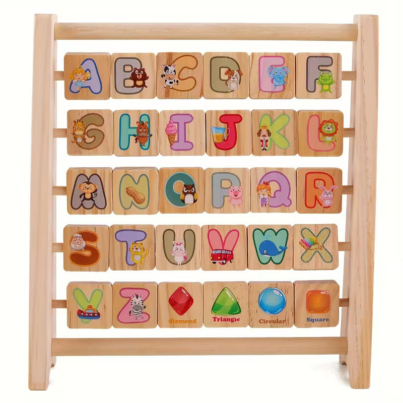 Wooden Flip Flop Alphabet Blocks & Abacus Toy