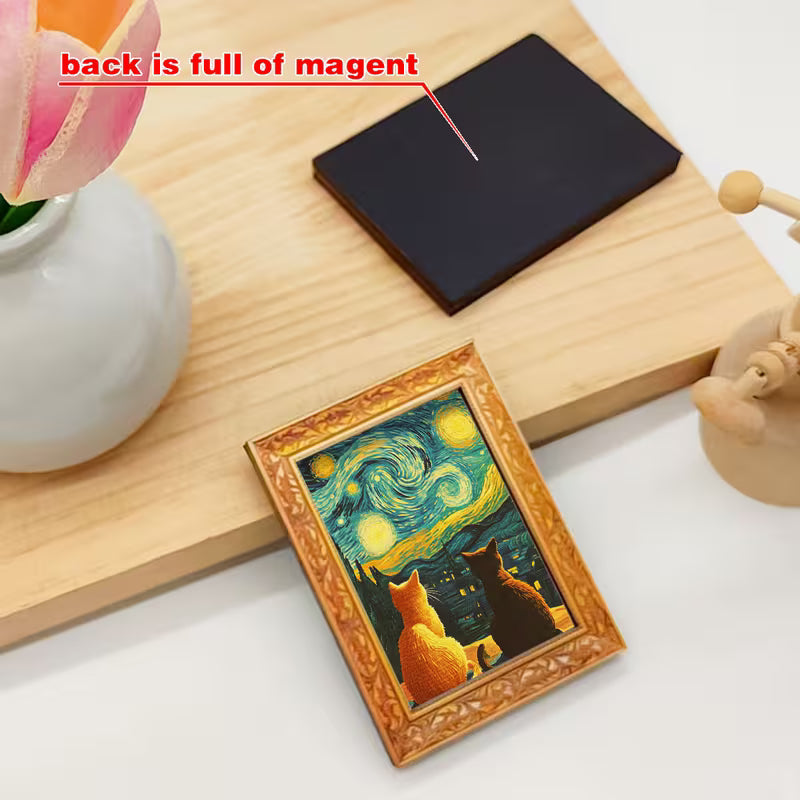 Van Gogh Starry Night Fridge Magnets - 1pc Wood Decorative Kitchen Magnets