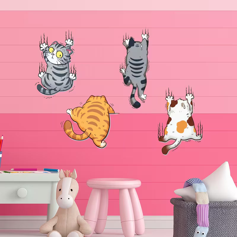 1 Set of Cute and Fun Cat Climbing Stickers, Cartoon and Funny Cat Decorative Stickers, Adding