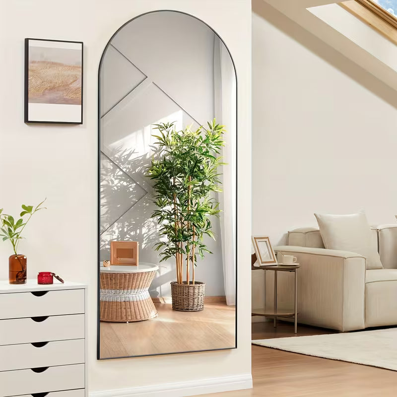 Arched Full Length 64" X 21"/59"x16"Mirror With Stand