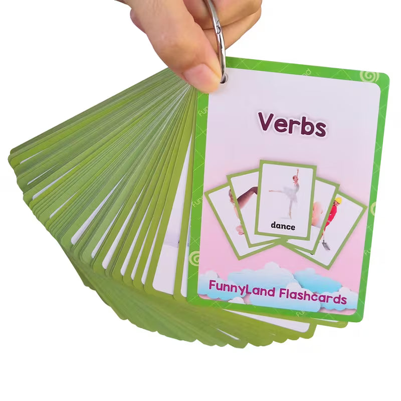 Verbs Adjectives English Flash Cards Kids Pocket Card Learning Toys