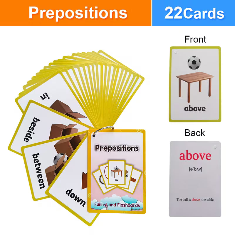 22 Flash Cards for Prepositions