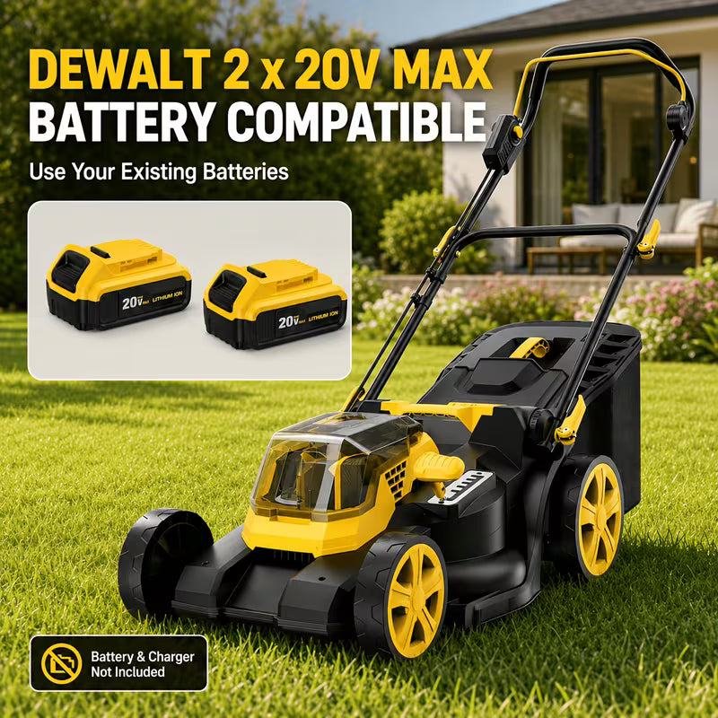 40V 19-Inch Brushless Cordless Lawn Mower, 15.59gal Grass Catcher, 6 Cutting Height Settings