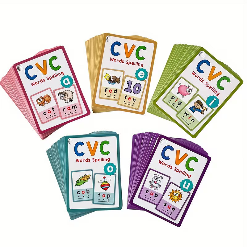 130 CVC Phonics Flashcards for Children in Kindergarten and Preschool