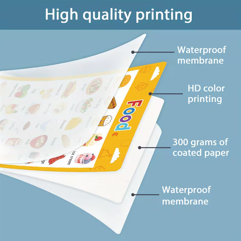 Print Painting English Learning Poster Set Words Flashcards Educational