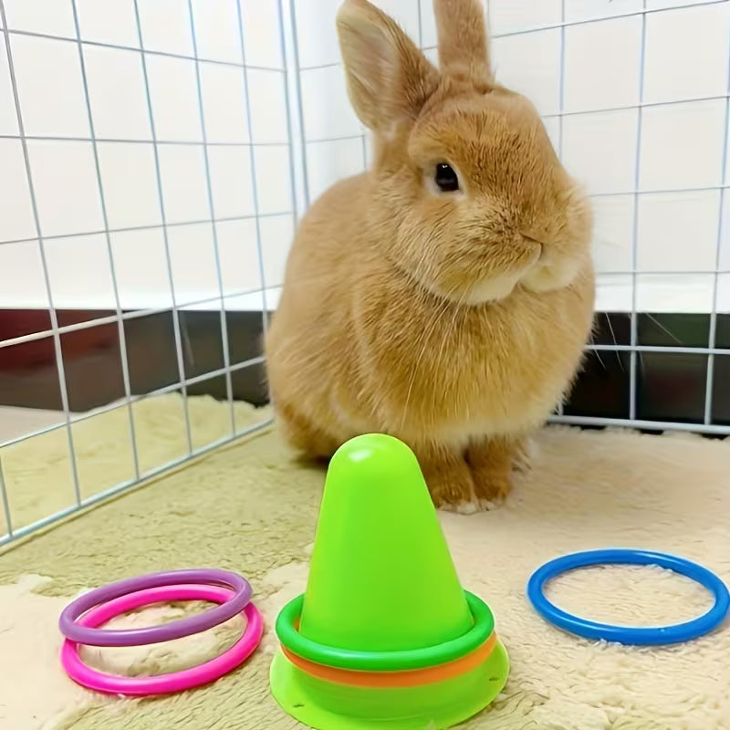 Rabbit Has Anti-Boredom Toys, Teeth-Chewing Toys, Ring-Tossing Game Set, Random Color