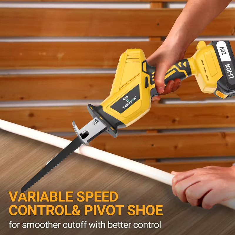 Newly Upgraded Electric Reciprocating Saw, Wireless HandSaw with LED Light and Safety Lock