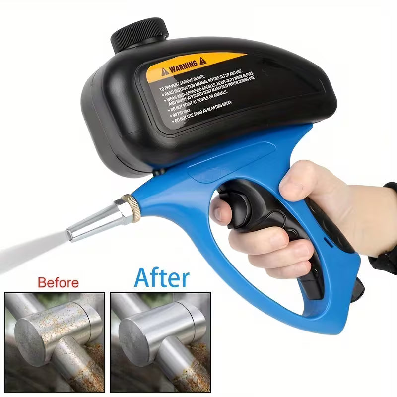 HOTU 1pc Sand Blaster Abrasive Small Nozzle Pneumatic Sandblasting Gun Set, Metal