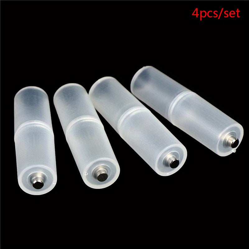 4-Pack AAA to AA Battery Converter Adapters - Clear Plastic, Plastic