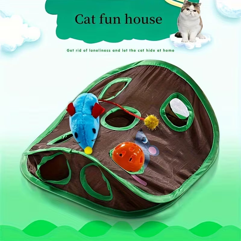 Mini Foldable Cat Tunnel Toy, Mouse Hole Cat Tunnel Set, Polyester