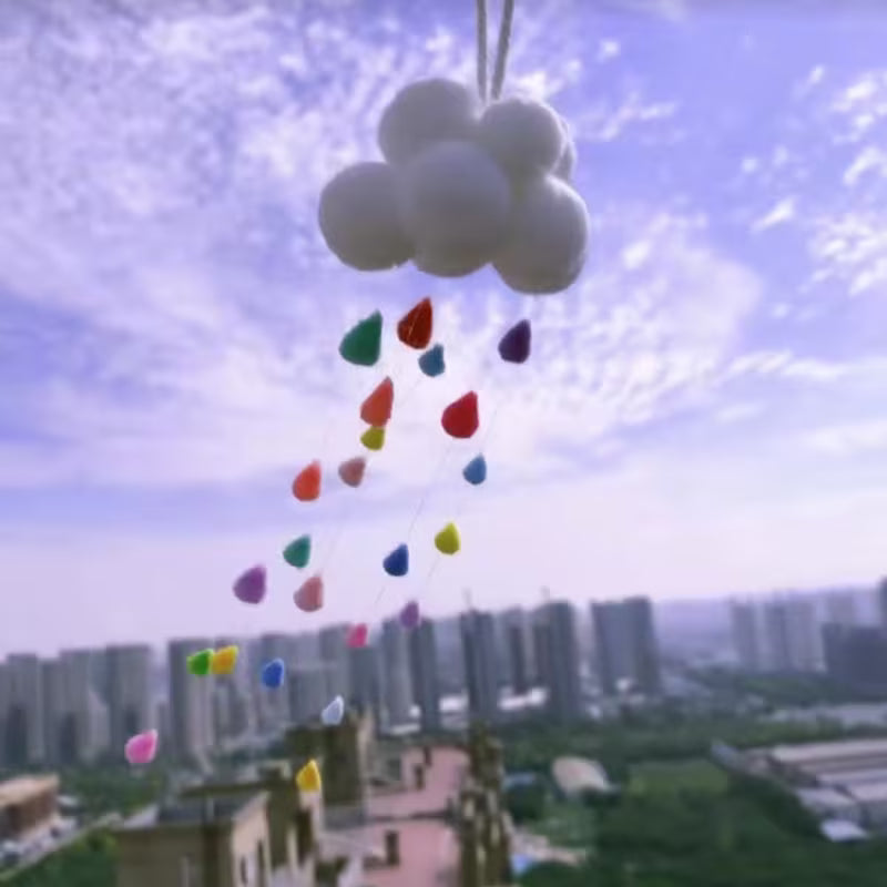 New Clouds Raindrops Hairball Wind Chimes Handmade Wind Chimes Suitable for Windows Courtyard