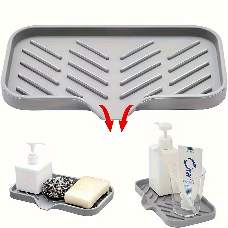 1pc Silicone Kitchen Sink Tray Soap Tray Holder