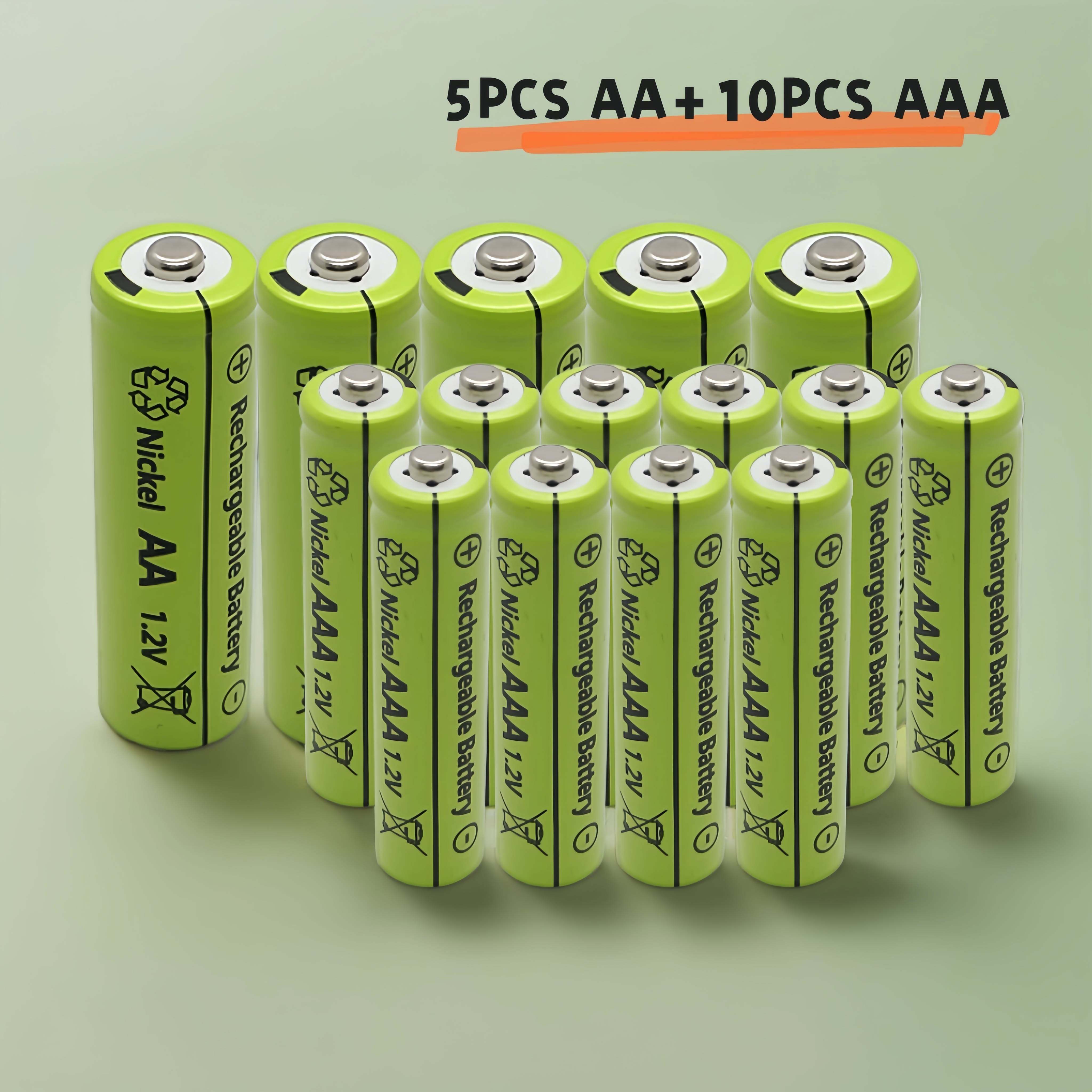 10-15pcs Ni-MH AA/AAA 200mAh 1.2V Rechargeable Batteries High-Capacity Long-Lasting Set