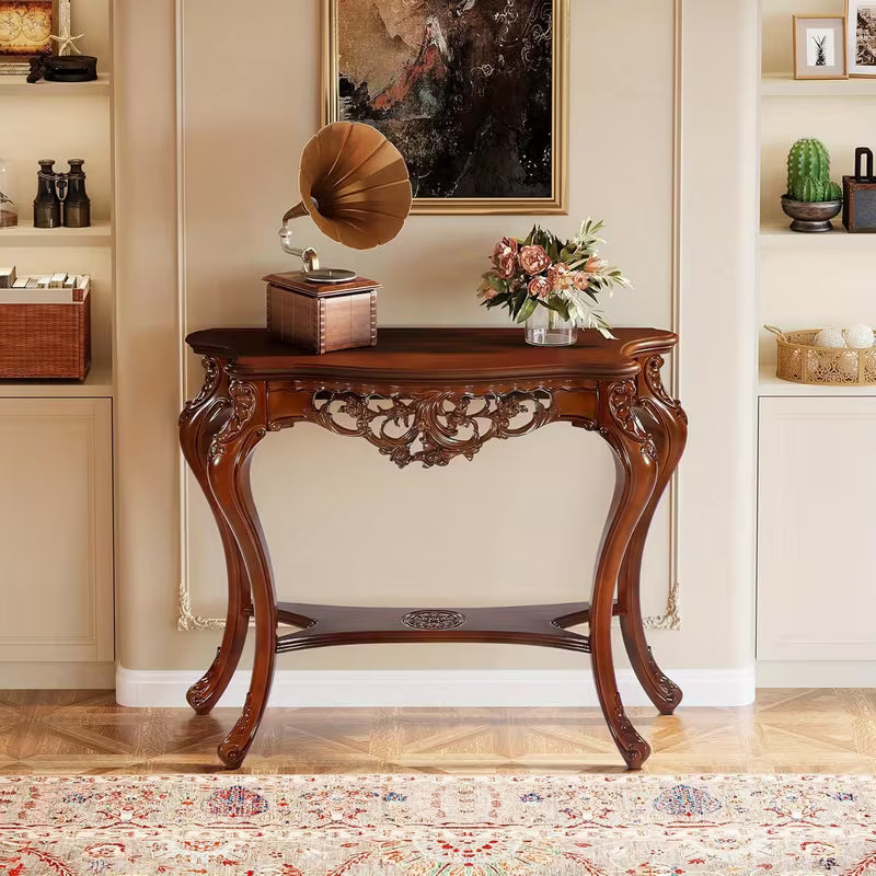 BYBLIGHT 38" Victorian Half Moon Console Table, Sofa