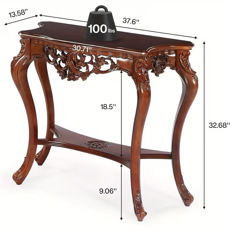 BYBLIGHT 38" Victorian Half Moon Console Table, Sofa