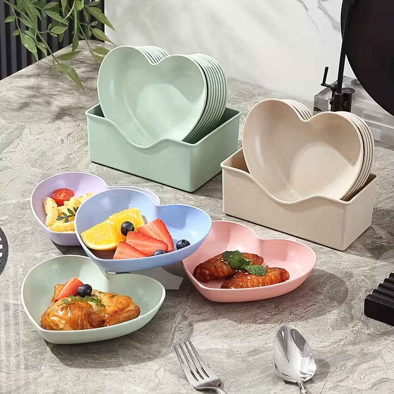 5/10pcs, Heart-shaped Snack and Fruit Tray - Durable Plastic, Suitable for Desserts, Cakes