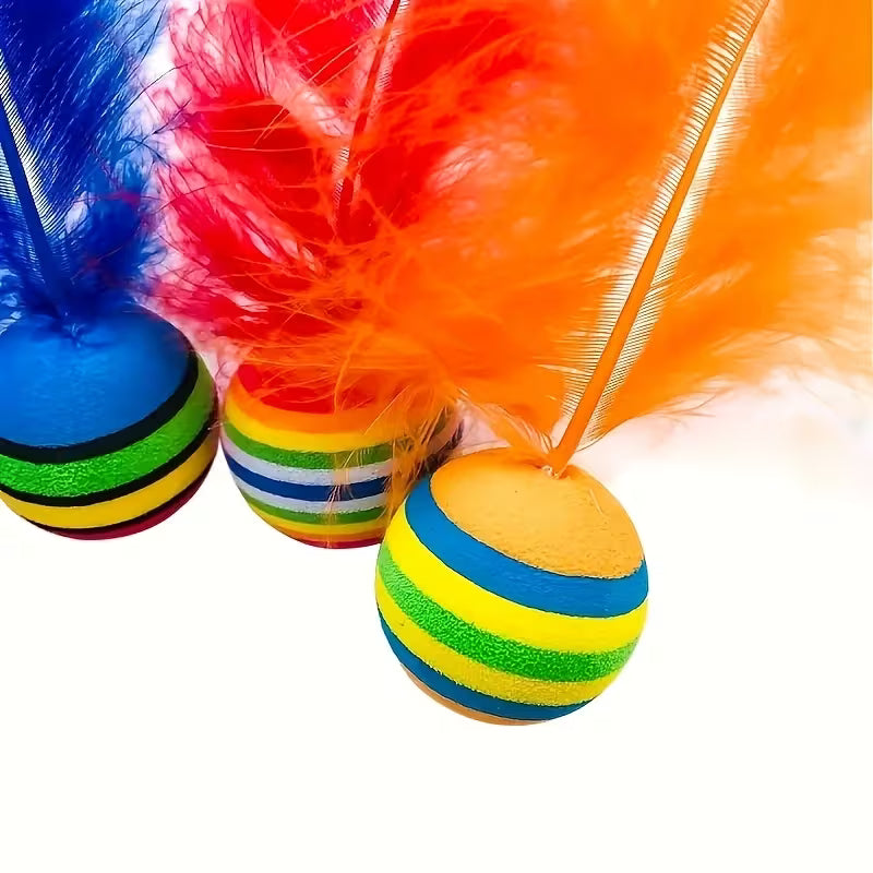 Random Color Chewable Interactive Cat Toy Balls, Curious, Athletic, Fun Set, Random Color