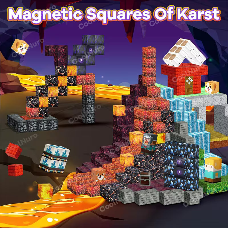 Lava Adventure Themed Magnetic Building Blocks Set