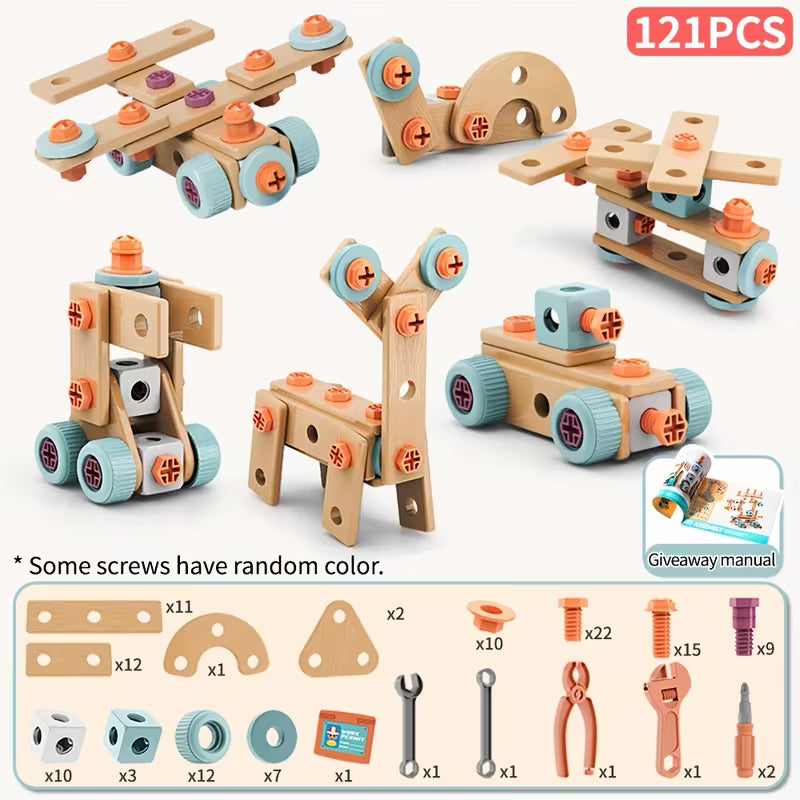121/122/144-Piece Pretend Play Assembly Simulation Screwdriver Tool Box